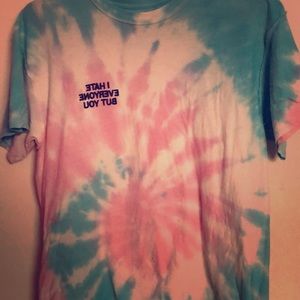 Pink, blue, and white Tie dye graphic T-shirt